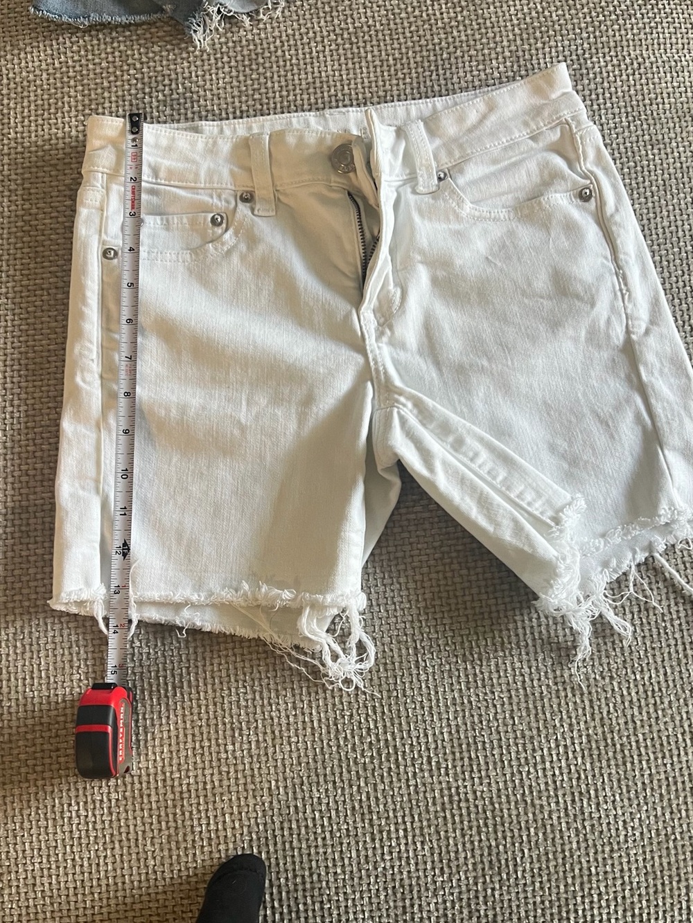 American Eagle distressed white denim shorts size 2